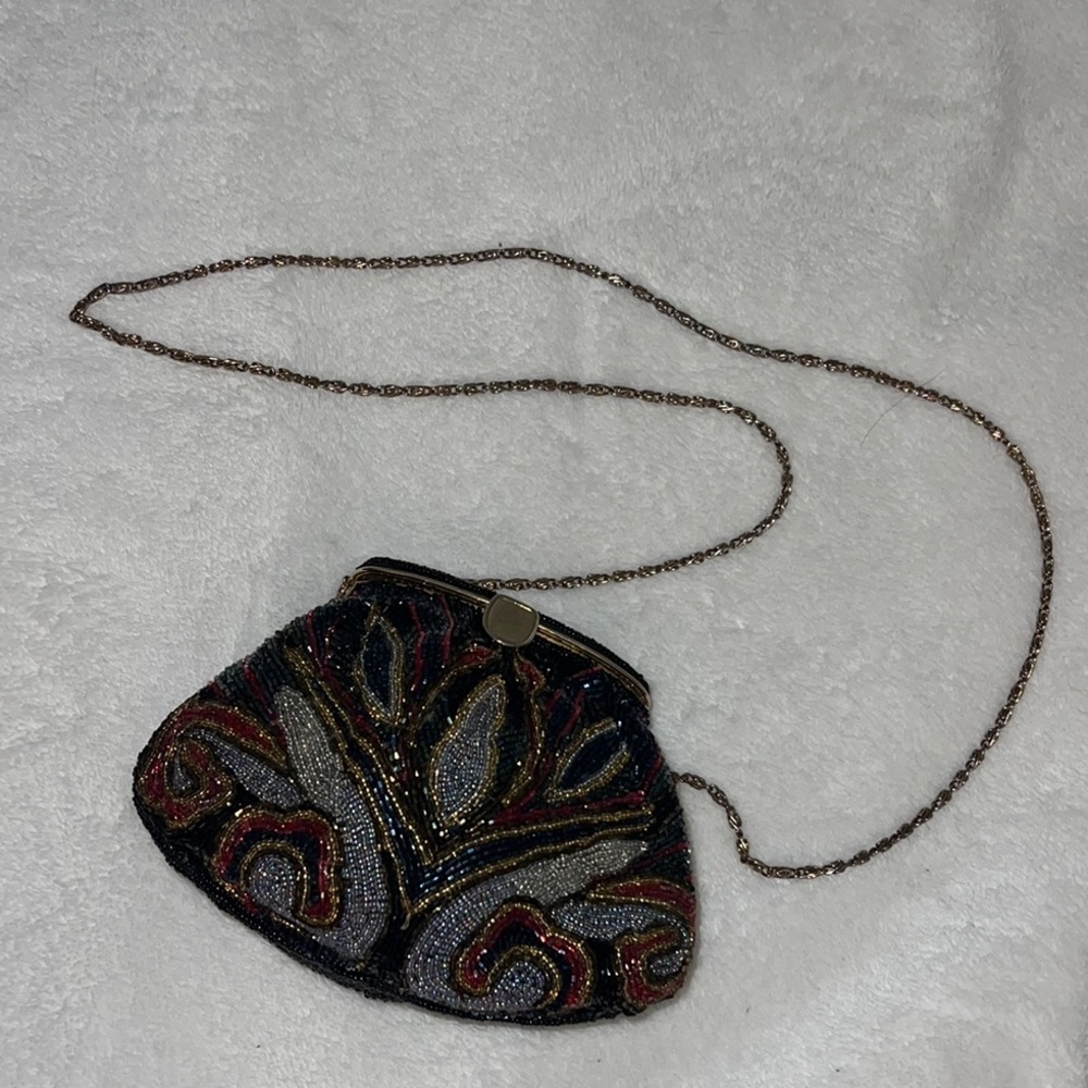Chic Beaded Clutch with Chain Strap